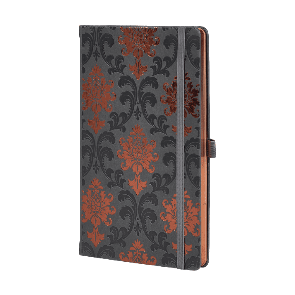 Блокнот "Copper baroqe", А5, 96 листов, черный, срез медный