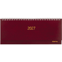 Планинг датированный "Staff" на 2027 год, 300х130 мм, 128 страниц, линейка, бордовый