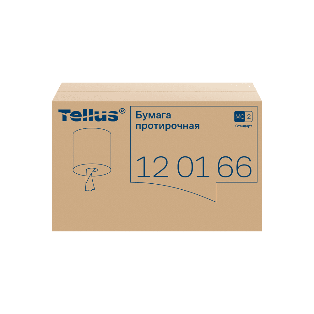 Протирочная бумага Tellus, Стандарт c центральной вытяжкой, базовая, 1 слой, 275 м, MС2 (120166) - 3