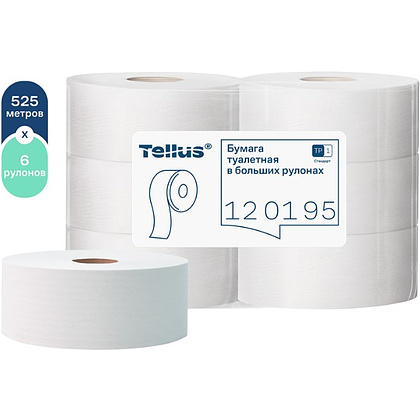 Бумага туалетная Tellus Стандарт ТP1, в больших рулонах, 525 м, 1 слой - 5