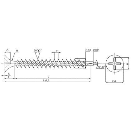 Саморез 3.5х32 мм для монтажа ГКЛ к металлу, фосфат, 1000 шт. - 2