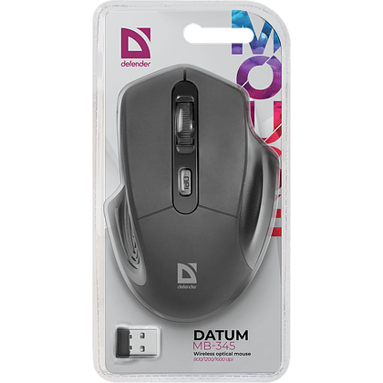 Мышь Defender "MB-345", беспроводная, 800-1600 dpi, черный - 6