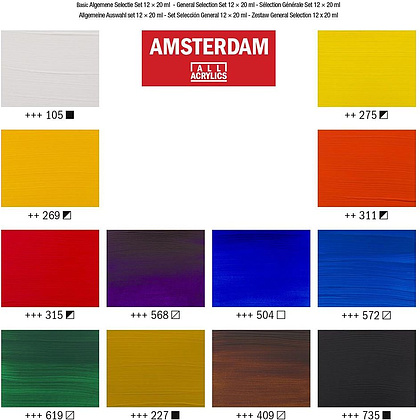 Набор красок акриловых "Amsterdam", 12 цветов - 2