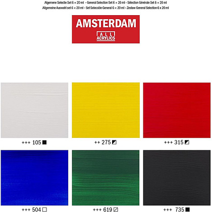 Набор красок акриловых "Amsterdam", 6 цветов, ассорти - 2