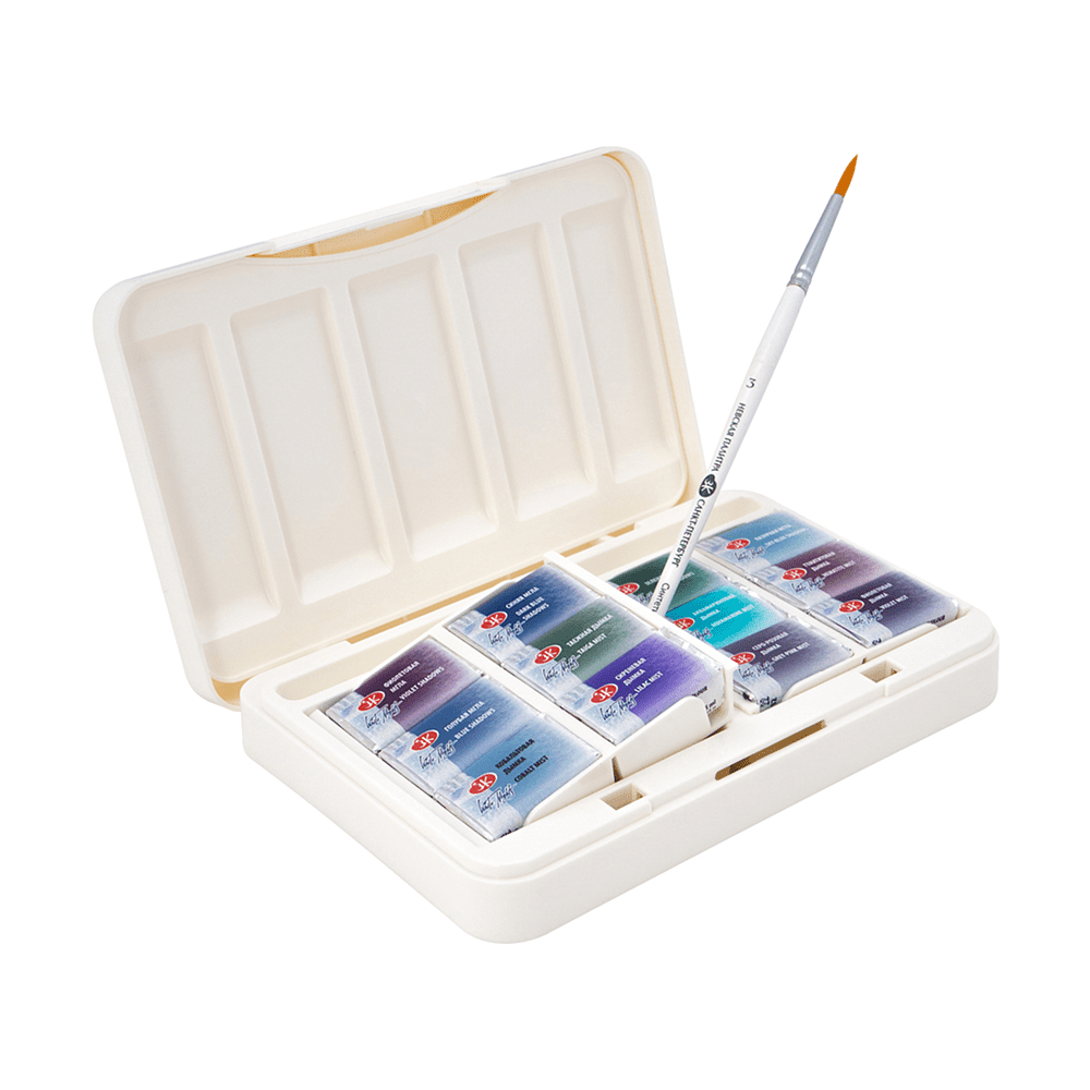 Краски акварельные "Белые ночи грануляция", 12 цветов, кюветы - 3