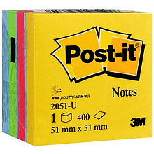 Бумага для заметок на клейкой основе "Post-it", 51x51 мм, 400 листов, ассорти, (9004777)