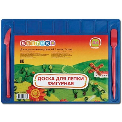 Доска для лепки "Цветик", пласт., +2 стека, ассорти