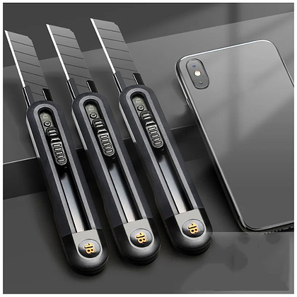 Нож строительный Deli HS EHT4018, 18 мм, Soft Touch, черный - 6