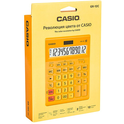 Калькулятор настольный Casio "GR-12", 12-разрядный, оранжевый - 2