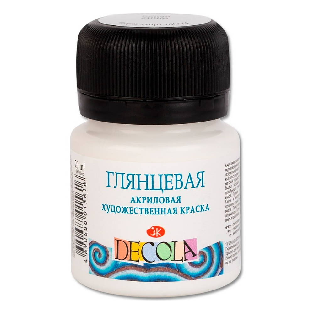 Краска акриловая глянцевая "Декола", 104 белая, 20 мл., банка