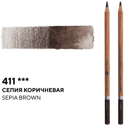 Карандаш акварельный "Белые ночи", 411, сепия коричневая - 2