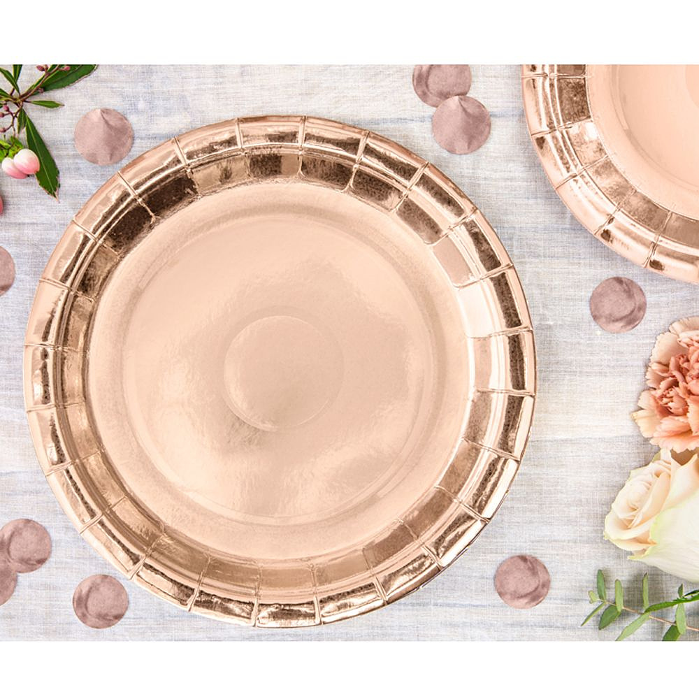 Тарелка бумажная "TPP36-019R", 23 см, 6 шт, розовое золото - 3
