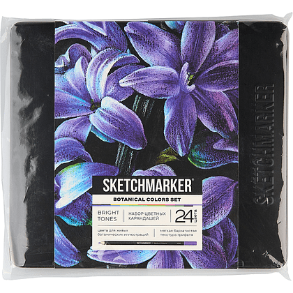 Набор карандашей цветных "Sketchmarker Ботаника", 24 цвета, в металлической коробке - 2