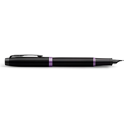 Ручка перьевая Parker "IM Vibrant Rings F315 Amethyst Purple PVD", F, черный, фиолетовый, патрон синий - 4