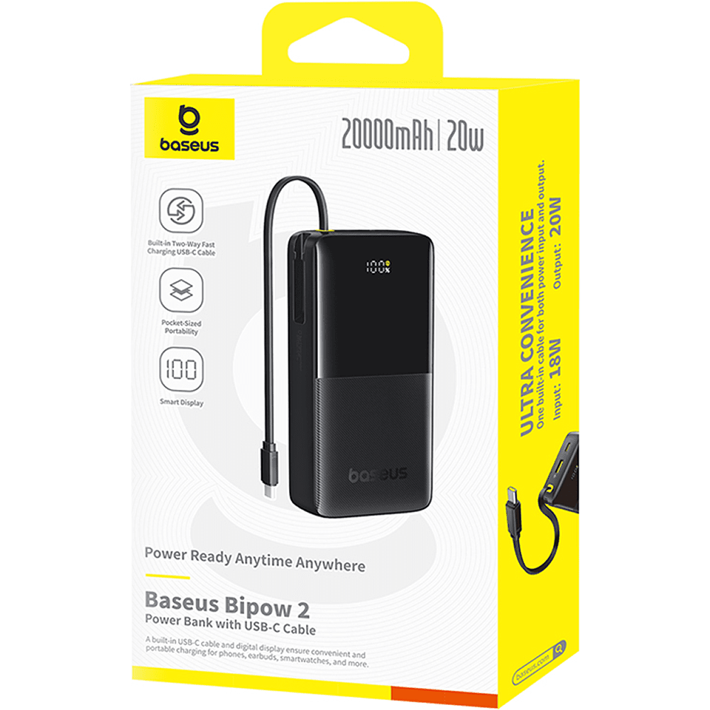 Внешний аккумулятор Baseus Bipow 2 Cluster Black, 20000mAh, 20W  - 4