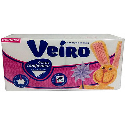 Салфетки бумажные "Veiro", 200 шт, 24x24 см, белый