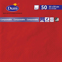 Салфетки бумажные "Duni", 50 шт, 33x33 см, красный