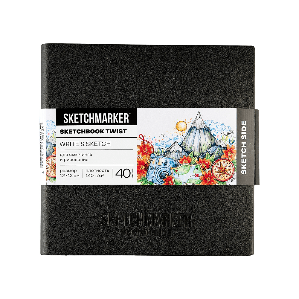 Скетчбук "Sketchmarker Sketch&Write", 12х12 см, 100 листов, бумага белая