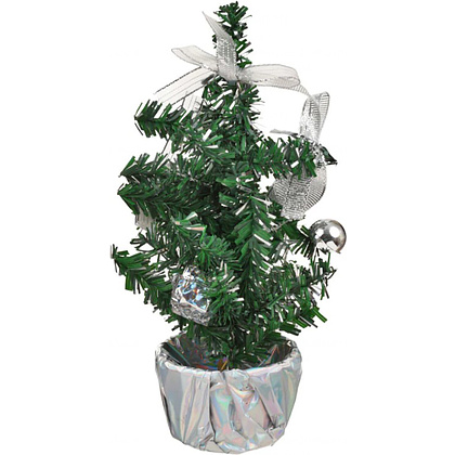Ель искусственная "Шампань" с украшениями, 20 см