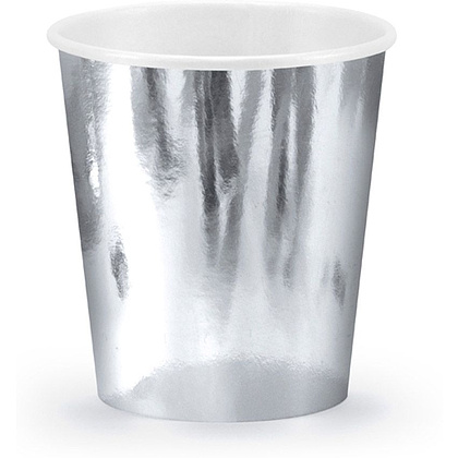 Стакан бумажный, 6 шт, 180 мл, серебристый