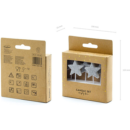 Свеча "Звезды", 5 шт, серебристый - 3
