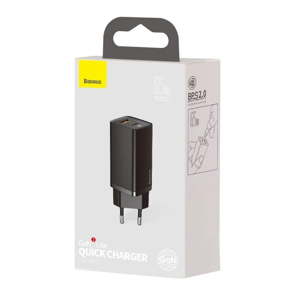 Сетевое зарядное устройство Baseus "CCGAN2L-B01" GaN2 Lite Quick Charger Type-C+USB, черный - 6