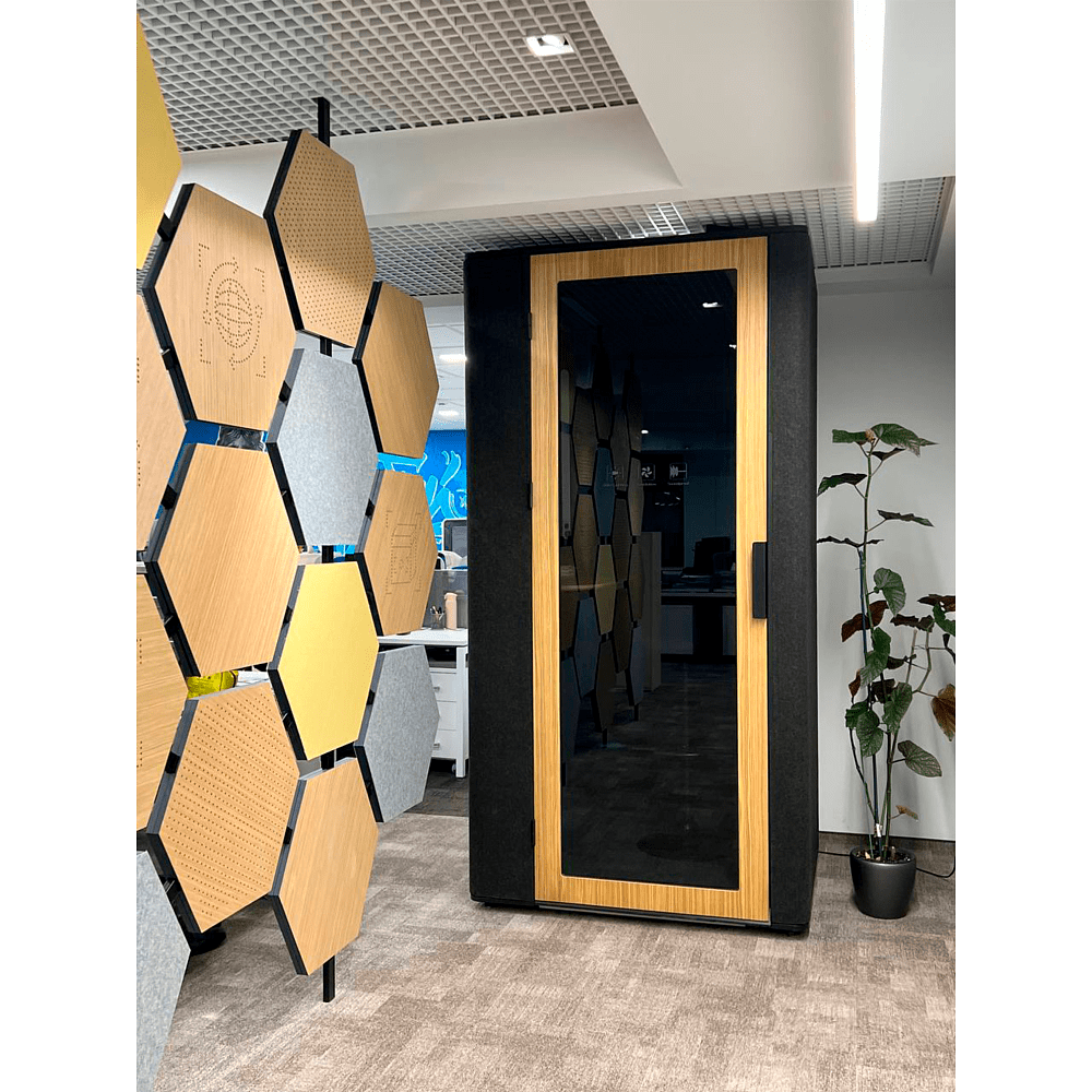 Акустическая кабина одноместная Capsula UNO NEW, глухая стенка, светлый войлок - 2