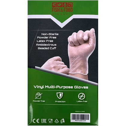 Перчатки виниловые одноразовые, р-р L, 100 шт/упак, прозрачный - 2