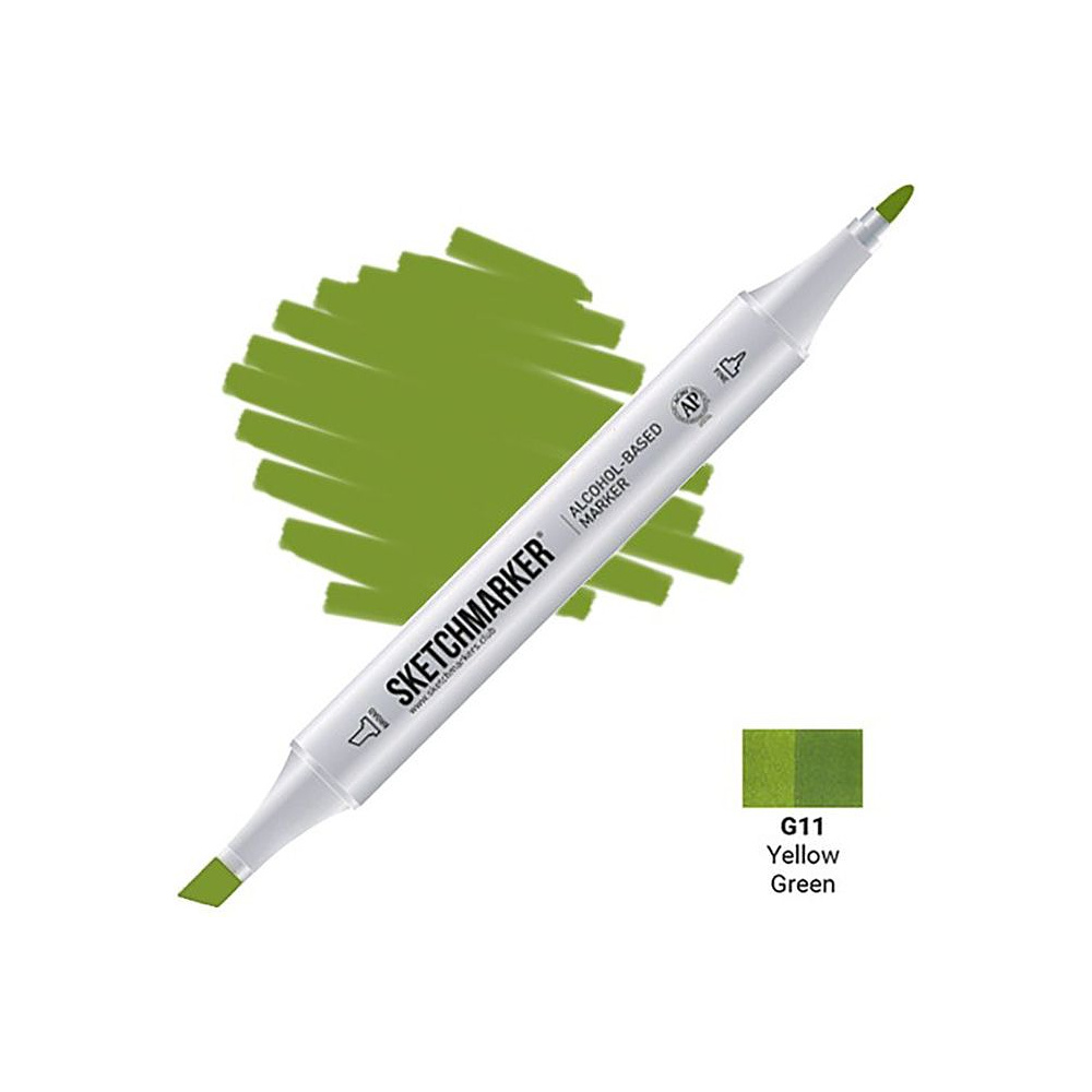 Маркер перманентный двусторонний "Sketchmarker", G11 зелено-желтый
