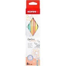 Карандаш простой Kores "Grafitos Style Pastel", HB, с ластиком, ассорти