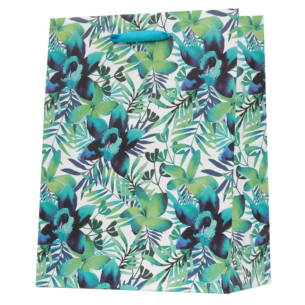 Пакет бумажный подарочный "Цветы", 32.4x13.7x26.4 см, ассорти