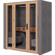 Акустическая кабина двухместная Capsula DUO NEW Comfort, глухая стенка, светлый войлок