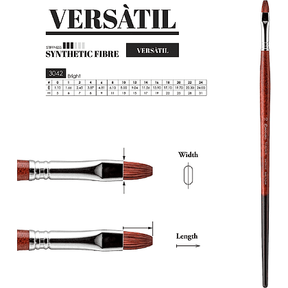 Кисть "Escoda Versatil Brush L/H", синтетика, темно-коричневый, плоская, №8 - 3