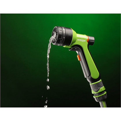 Пистолет-распылитель Amigo Grande 79256, 2/4", 7 функций, черный, зеленый - 14