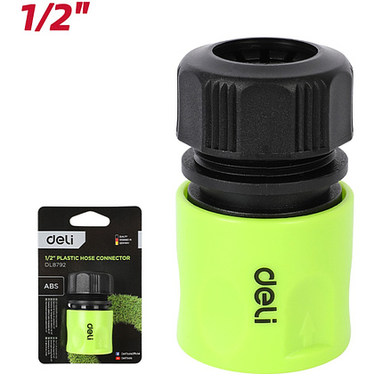 Соединитель-коннектор для шлангов Deli GS EDL8792, 1/2", быстросъемный, черный, зеленый - 2