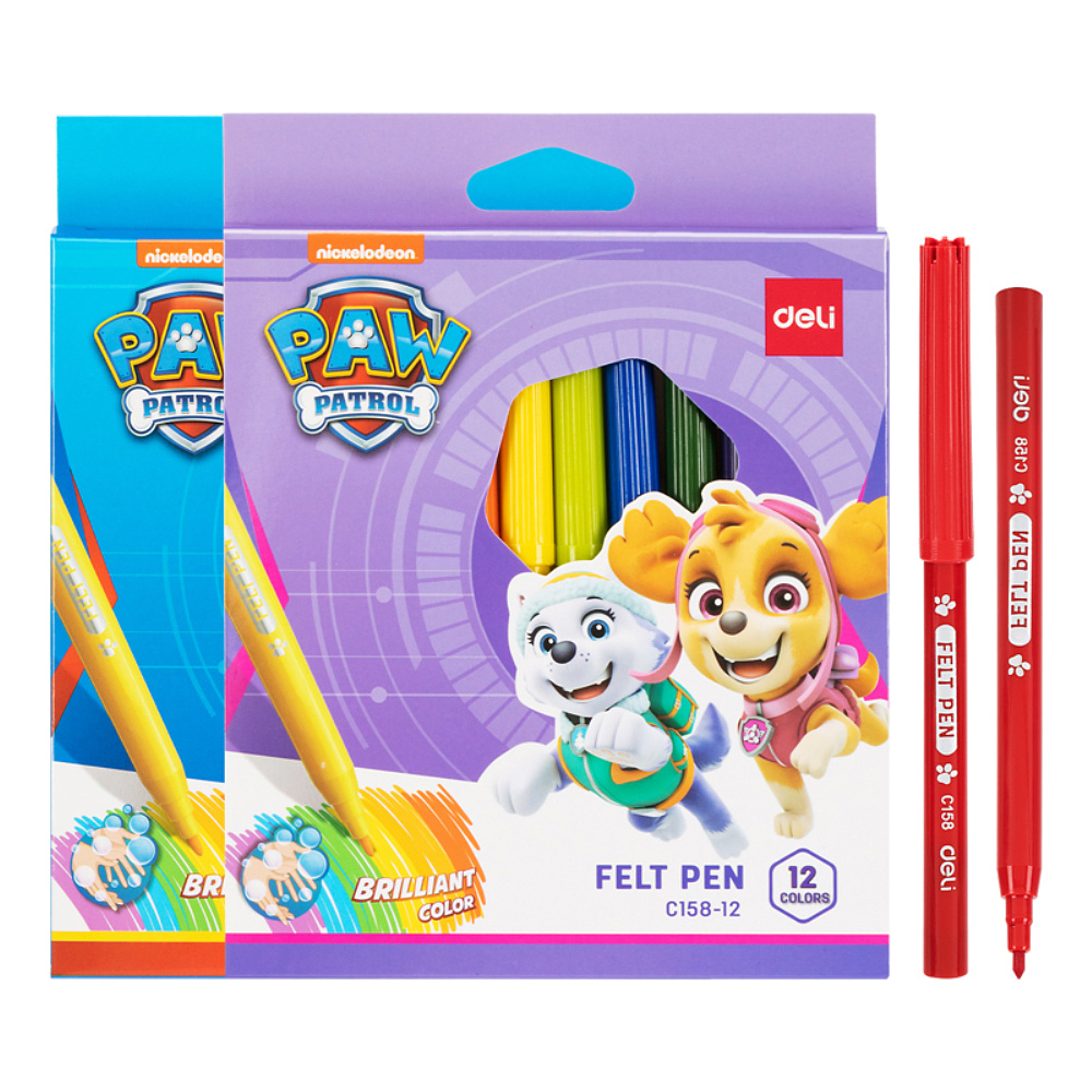 Фломастеры Deli "Paw Patrol", 12 штук, ассорти