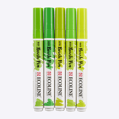 Набор акварельных маркеров "Ecoline", 5 шт., зеленые - 4