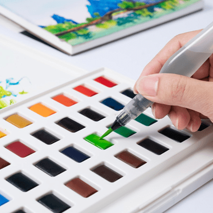 Набор для рисования акварелью "Himi New" (краски 36 цветов, кисть, блок для акварели), белый футляр - 6