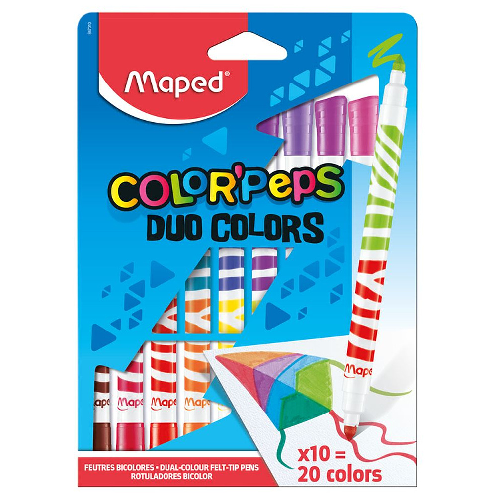 Фломастеры двухсторонние Maped "Duo Color Peps", 10 шт
