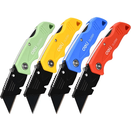 Нож строительный складной Deli YS EDL006K-4, 19 мм, трапеция, 4 шт.