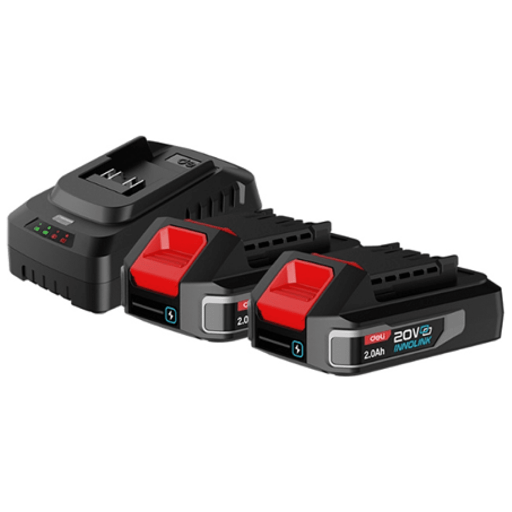 Комплект аккумуляторных батарей и зарядного устройства Deli RS EDE-CM20A2E, 2 АКБ, 2 А/ч, З/У 2А, -10%