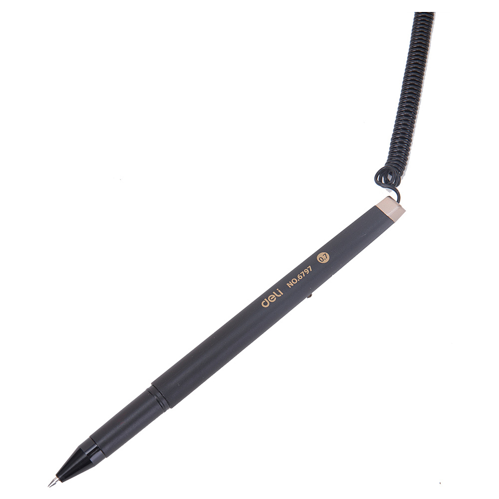 Ручка гелевая на подставке "Deli", черный, золотой, стерж. синий - 3