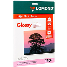 Фотобумага глянцевая для струйной фотопечати "Lomond", А4, 25 листов, 150 г/м2