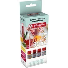 Набор красок декоративных "GLASS&PORCELAIN TRANSPARENT", 4 цвета, 30 мл