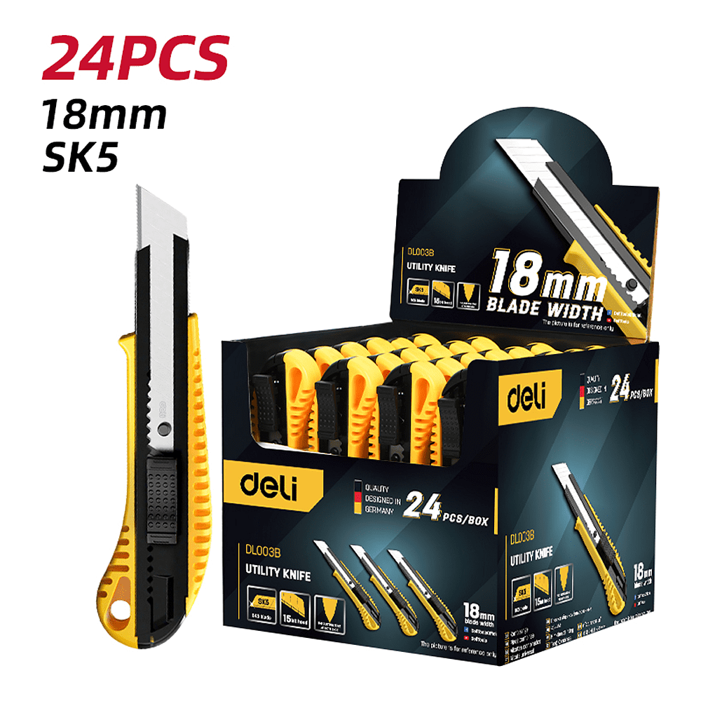 Нож строительный Deli YS EDL003B, 18 мм, универсальный, 24 шт./упак. - 6