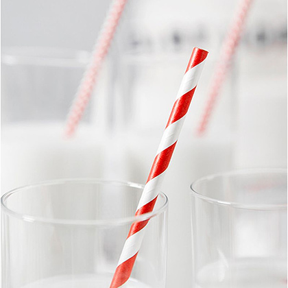 Трубочки бумажные, 19.5 см, красные - 2