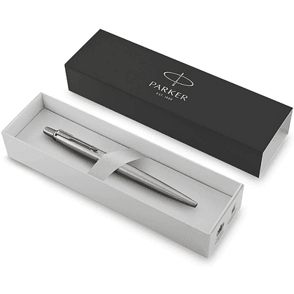 Ручка шариковая автоматическая "Parker Jotter Stainless Steel GT", 0.7 мм, серебристый, золотистый, стерж. синий - 3