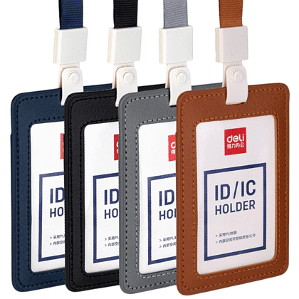 Бэдж для пропусков "Deli", 72х108 мм, вертикальный, серый