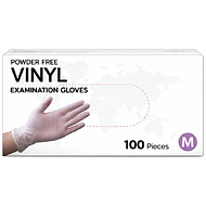 Перчатки виниловые одноразовые, р-р M, 100 шт/упак, прозрачный