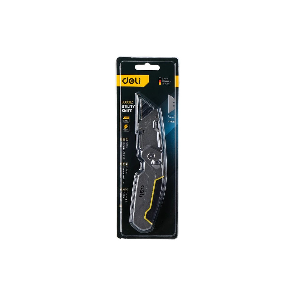 Нож строительный Deli YS EDL006Z, 19 мм, складной, трапеция - 9